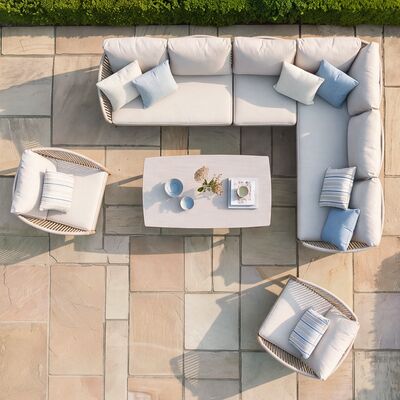 Havana Large Corner Sofa Set With Armchair x2 - Ceramic Glass
