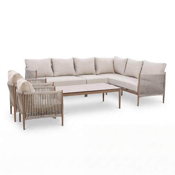 Havana Large Corner Sofa Set With Armchair x2 - Ceramic Glass