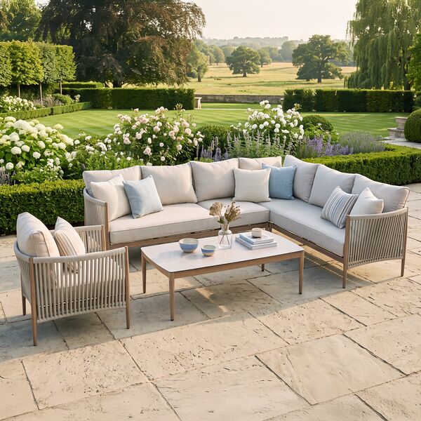 Havana Large Corner Sofa Set With Armchair - Ceramic Glass