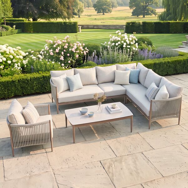 Havana Large Corner Sofa Set With Armchair - Ceramic Glass
