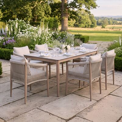 Havana 6 Seat Rectangular Dining Set - Ceramic Glass