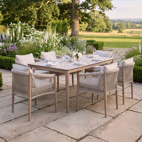 Havana 6 Seat Rectangular Dining Set - Ceramic Glass