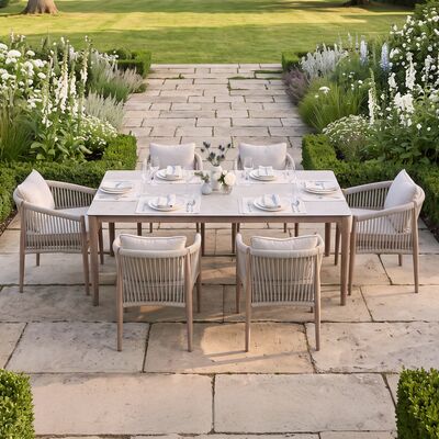 Havana 6 Seat Rectangular Dining Set - Ceramic Glass
