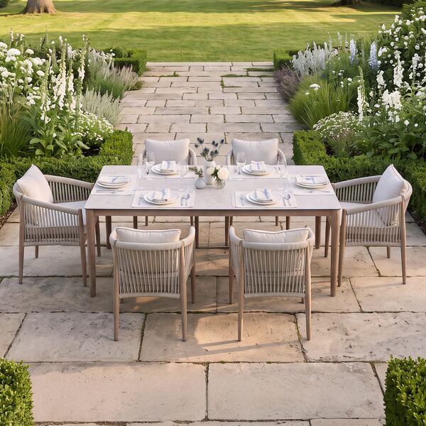 Havana 6 Seat Rectangular Dining Set - Ceramic Glass