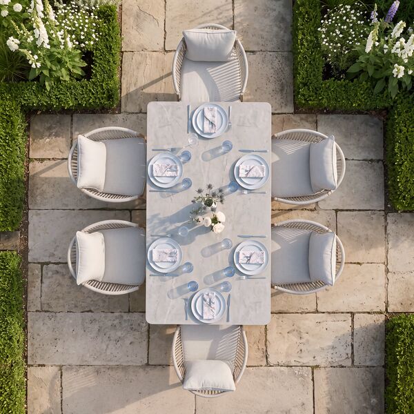 Havana 6 Seat Rectangular Dining Set - Ceramic Glass