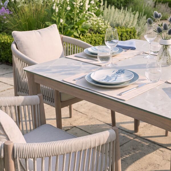 Havana 6 Seat Rectangular Dining Set - Ceramic Glass
