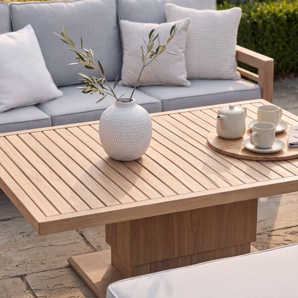 New York 3 Seat Sofa Set with Rising Table - Wood Effect