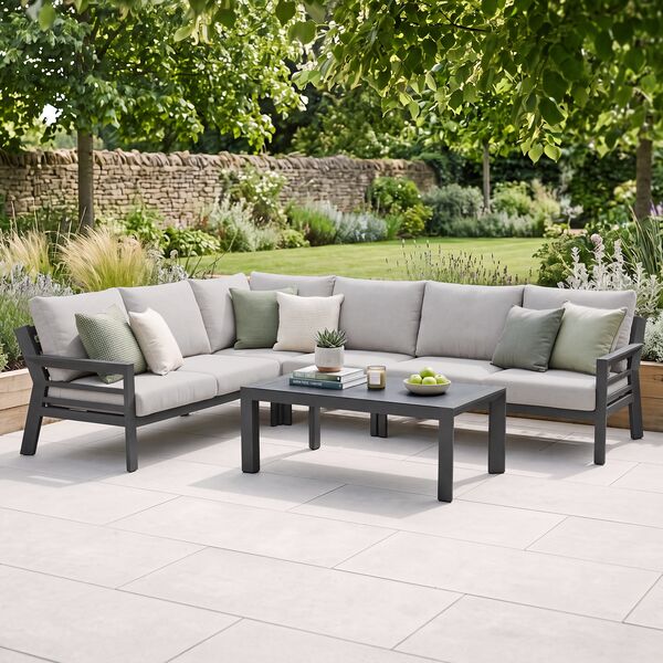 New York Corner Sofa Set / Dove Grey - Ceramic Glass