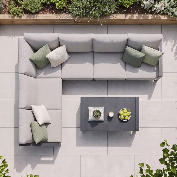 New York Corner Sofa Set / Dove Grey - Ceramic Glass