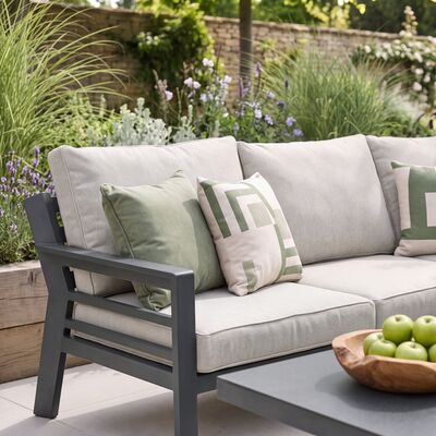 New York Corner Sofa Set / Dove Grey - Ceramic Glass