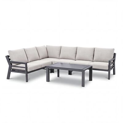 New York Corner Sofa Set / Dove Grey - Ceramic Glass
