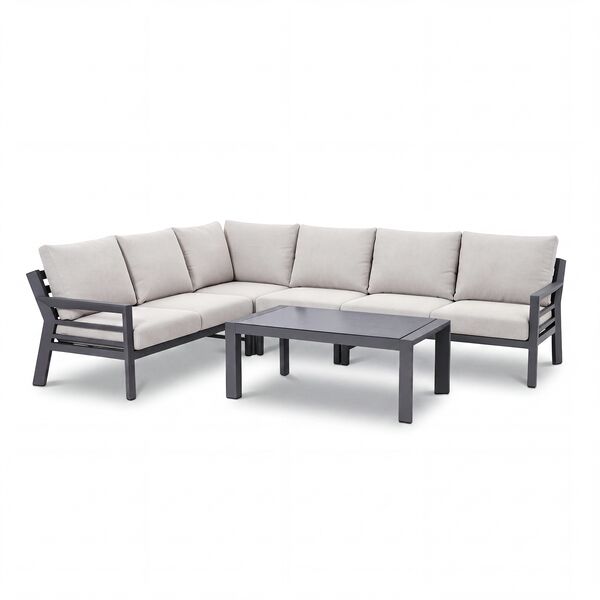New York Corner Sofa Set / Dove Grey - Ceramic Glass