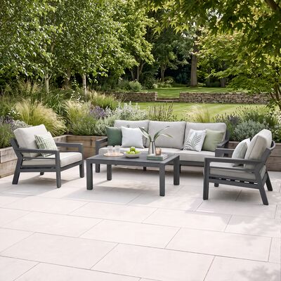 New York 3 Seat Sofa Set / Dove Grey - Ceramic Glass