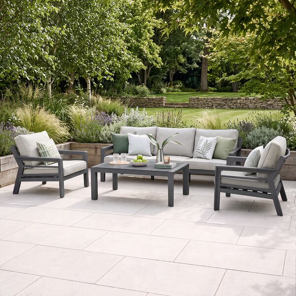 New York 3 Seat Sofa Set / Dove Grey - Ceramic Glass