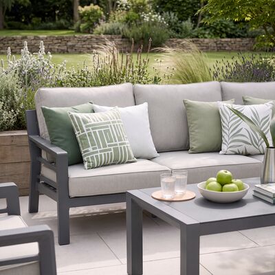 New York 3 Seat Sofa Set / Dove Grey - Ceramic Glass