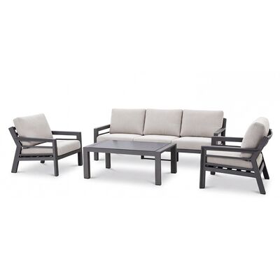 New York 3 Seat Sofa Set / Dove Grey - Ceramic Glass
