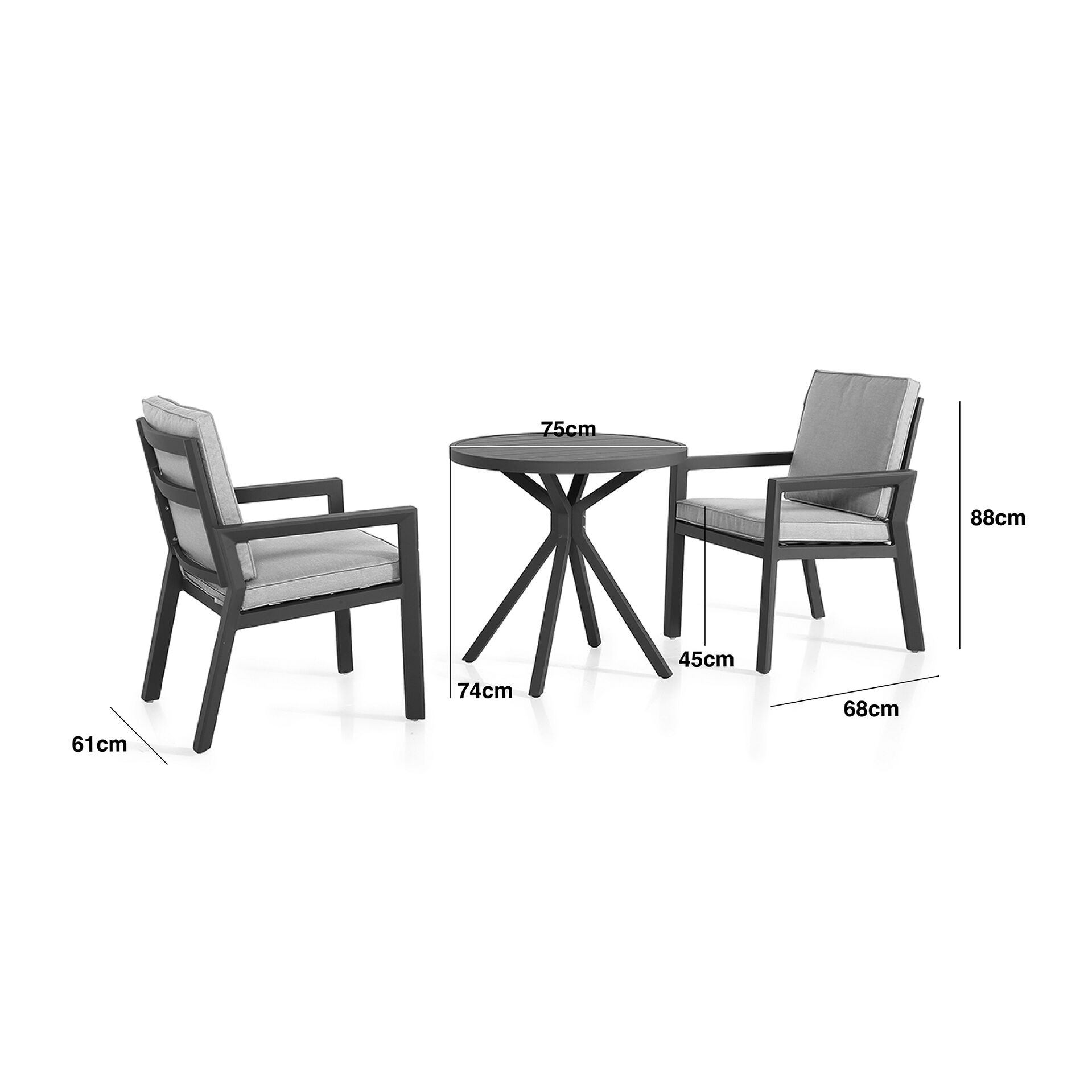 New York 3 Piece Ceramic Glass Bistro Set -Latte