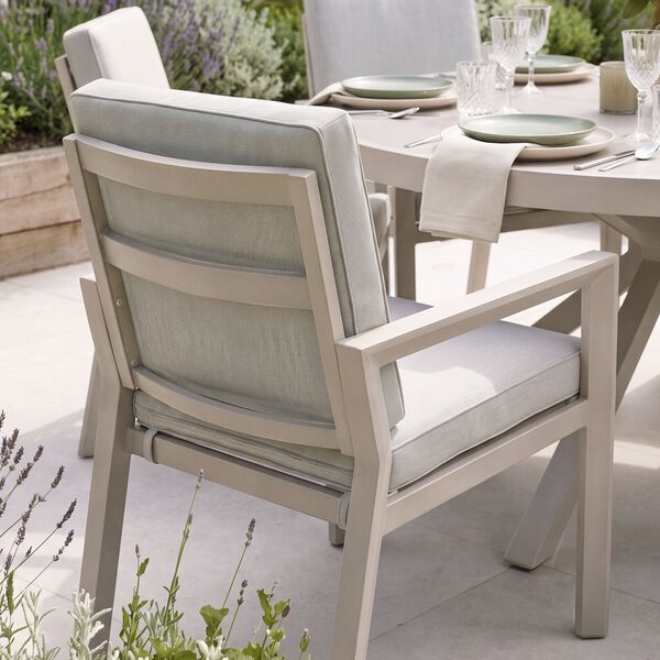 New York 6 Seat Round Ceramic Glass Dining Set - Latte