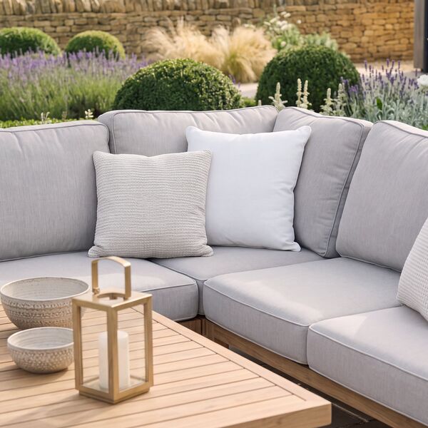 New York U-Shaped Sofa Set with Rising Table - Wood Effect