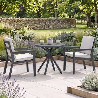 New York 3 Piece Bistro Set / Dove Grey - Ceramic Glass