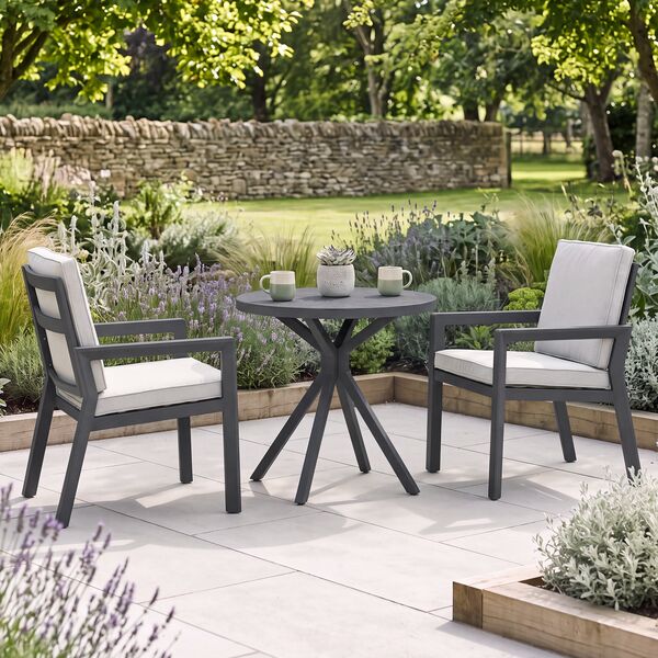 New York 3 Piece Bistro Set / Dove Grey - Ceramic Glass