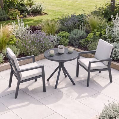 New York 3 Piece Bistro Set / Dove Grey - Ceramic Glass