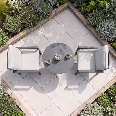 New York 3 Piece Bistro Set / Dove Grey - Ceramic Glass