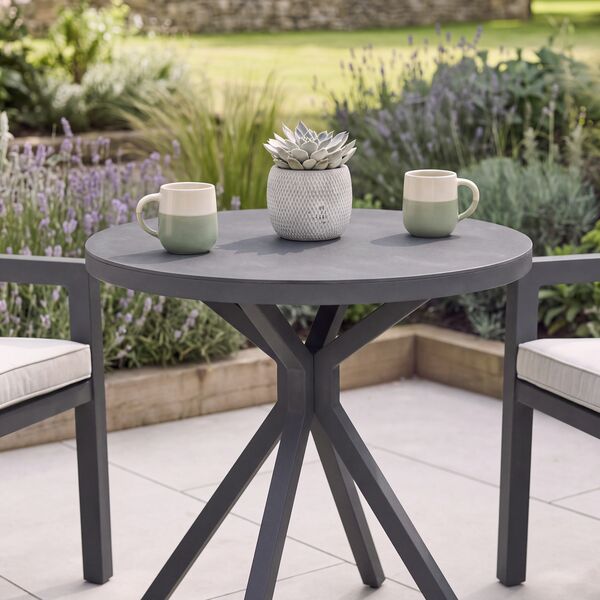 New York 3 Piece Bistro Set / Dove Grey - Ceramic Glass