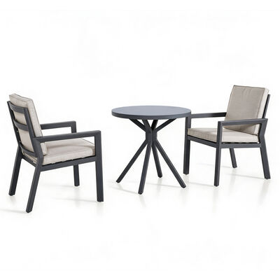 New York 3 Piece Bistro Set / Dove Grey - Ceramic Glass