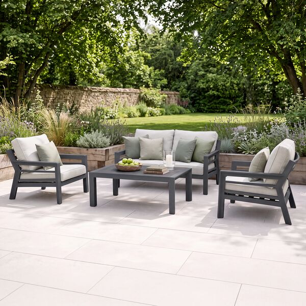 New York 2 Seat Sofa Set / Dove Grey - Ceramic Glass