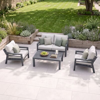 New York 2 Seat Sofa Set / Dove Grey - Ceramic Glass