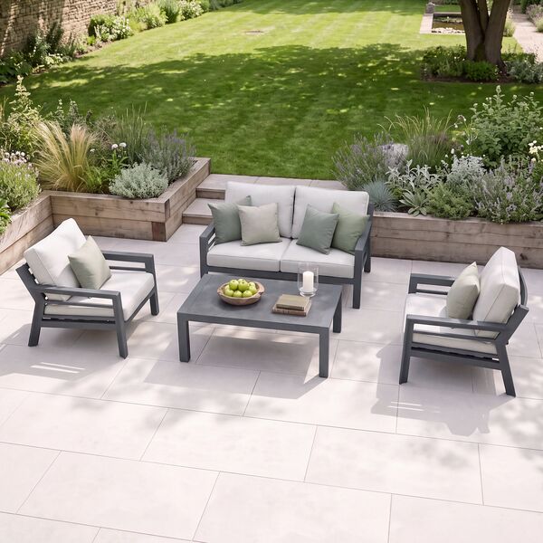 New York 2 Seat Sofa Set / Dove Grey - Ceramic Glass