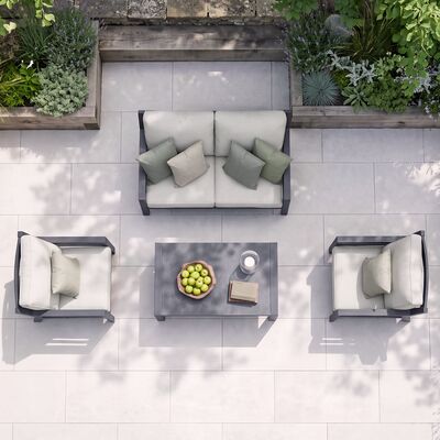 New York 2 Seat Sofa Set / Dove Grey - Ceramic Glass