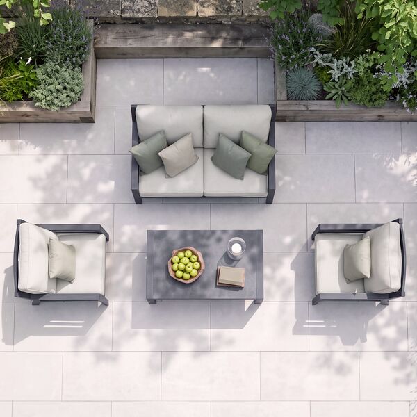 New York 2 Seat Sofa Set / Dove Grey - Ceramic Glass