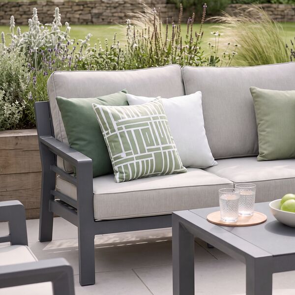 New York 2 Seat Sofa Set / Dove Grey - Ceramic Glass