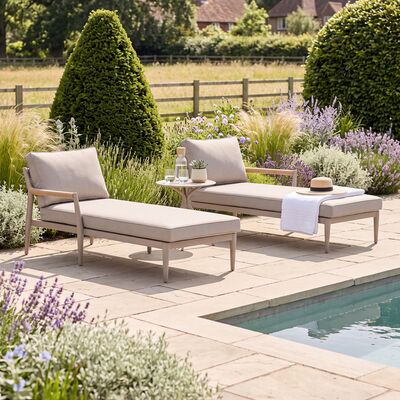 Cambridge Sunlounger Set - Honey Rope with Ivory Cushions