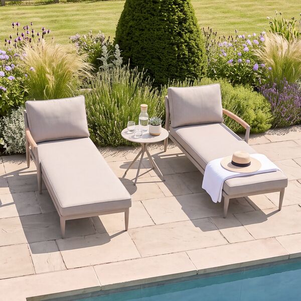 Cambridge Sunlounger Set - Honey Rope with Ivory Cushions