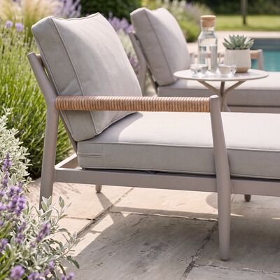 Cambridge Sunlounger Set - Honey Rope with Ivory Cushions