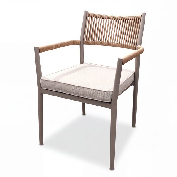 Cambridge 6 Seat Round Dining Set - Honey Rope with Ivory Cushions
