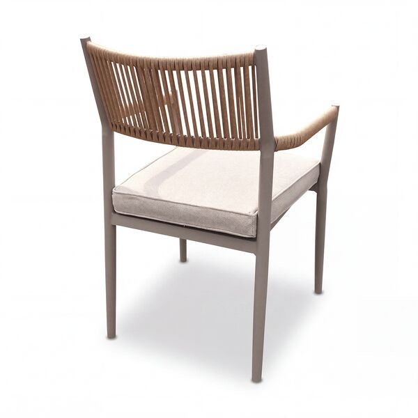 Cambridge 6 Seat Round Dining Set - Honey Rope with Ivory Cushions
