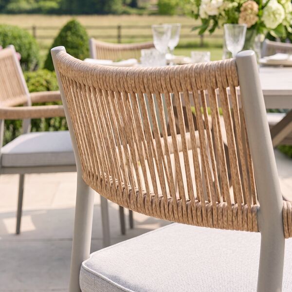 Cambridge 4 Seat Round Dining Set - Honey Rope with Ivory Cushions