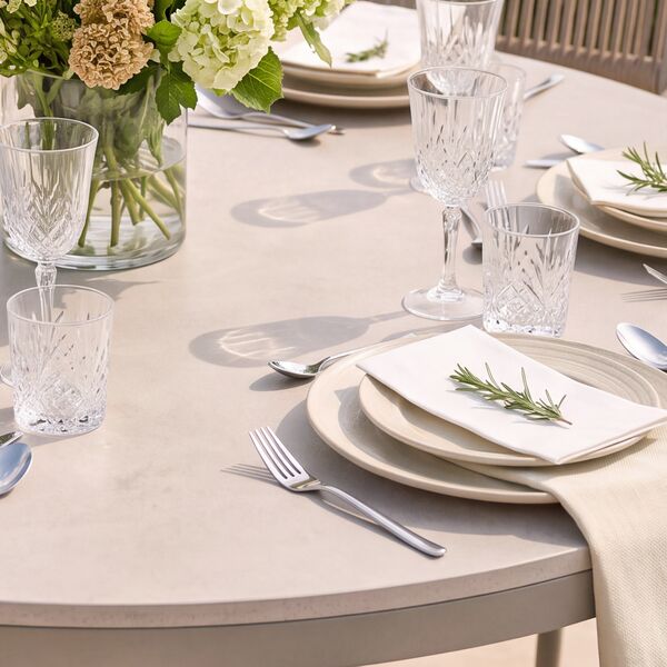 Cambridge 4 Seat Round Dining Set - Honey Rope with Ivory Cushions