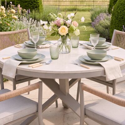 Cambridge 4 Seat Round Dining Set - Honey Rope with Ivory Cushions