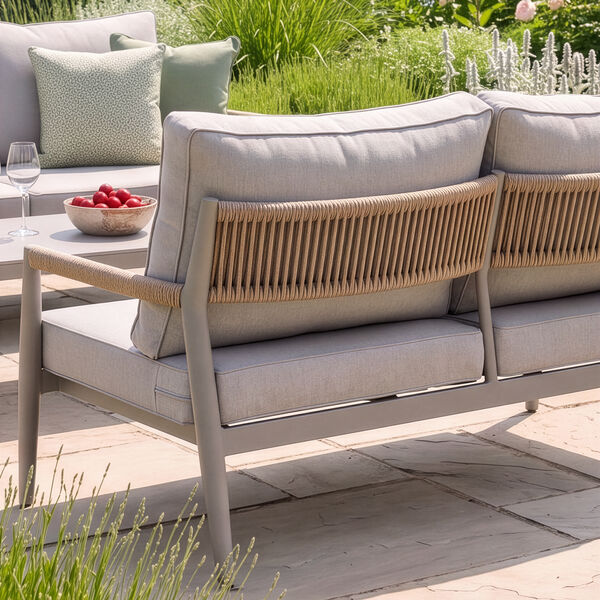 Cambridge Corner Dining Set Rising Table - Honey Rope with Ivory Cushions