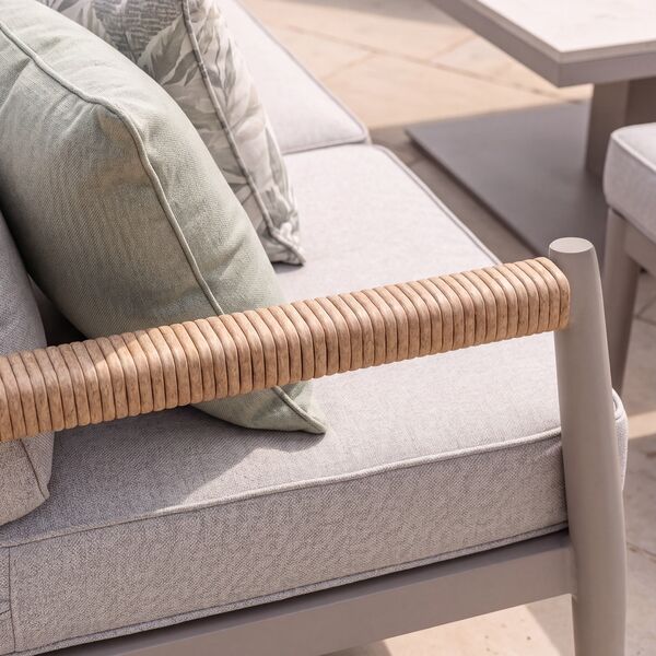 Cambridge Corner Dining Set Rising Table - Honey Rope with Ivory Cushions