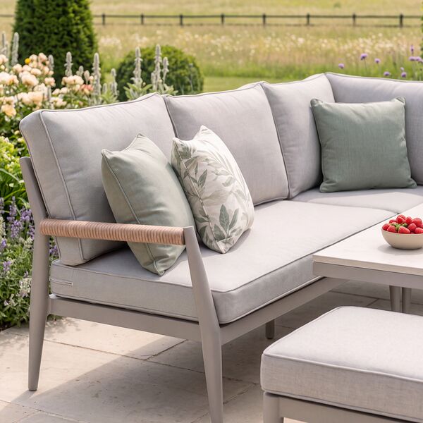 Cambridge Corner Dining Set Rising Table - Honey Rope with Ivory Cushions