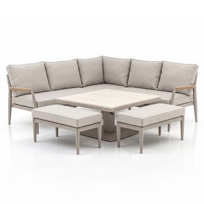 Cambridge Corner Dining Set Rising Table - Honey Rope with Ivory Cushions