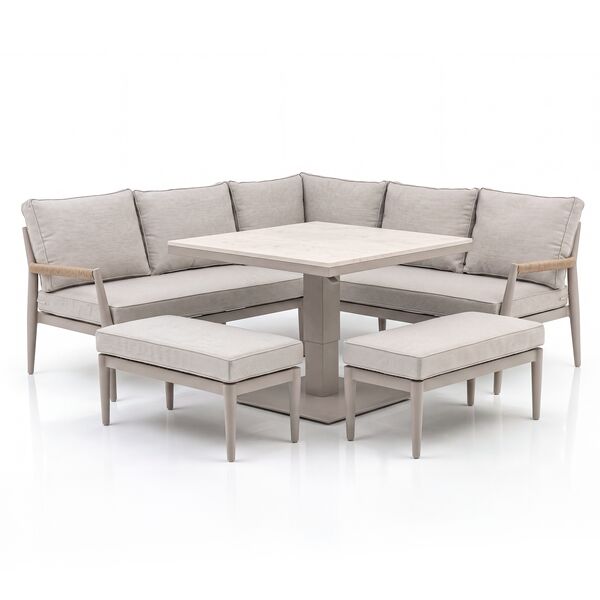 Cambridge Corner Dining Set Rising Table - Honey Rope with Ivory Cushions