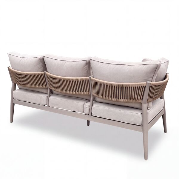 Cambridge Corner Dining Set Rising Table - Honey Rope with Ivory Cushions
