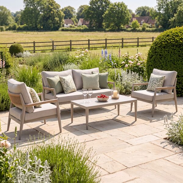 Cambridge 2 Seat Lounge Set - Honey Rope with Ivory Cushions